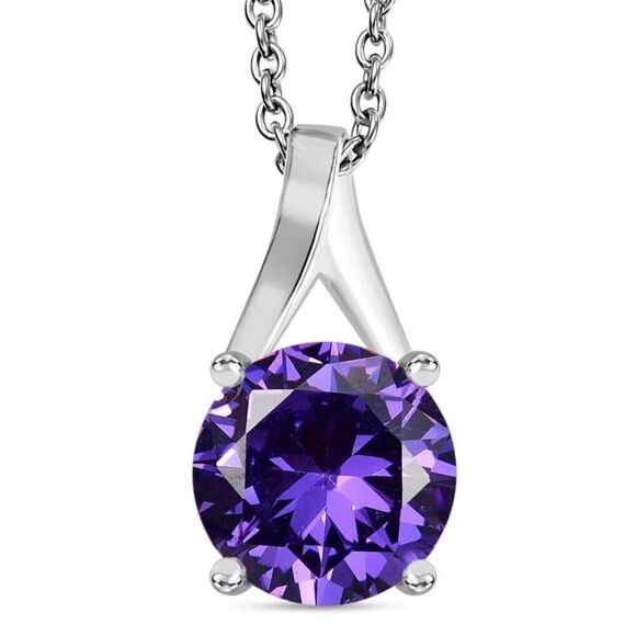 Simulated Blue Diamond 6.50 ctw Solitaire Pendant Necklace New - Picture 1 of 6